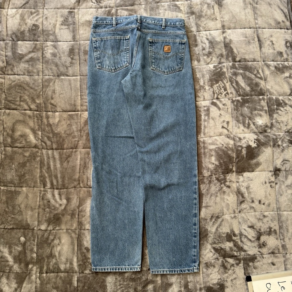 Vintage Y2K Carhartt Men's Blue Relaxed Fit Straight Leg 34x34
